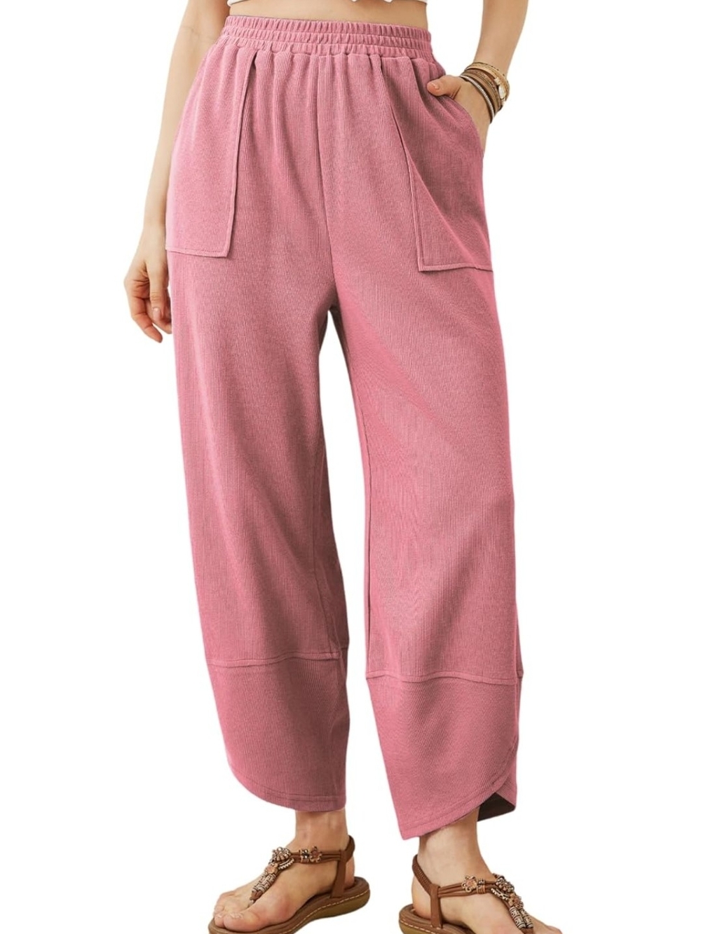 Wide Leg Pocket Pants in Dusty Rose